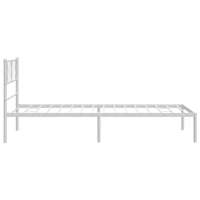 Metal Bed Frame with Headboard White 107x203 cm