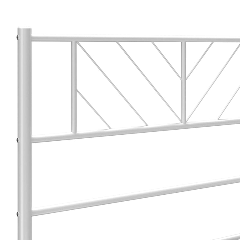 Metal Bed Frame with Headboard White 107x203 cm