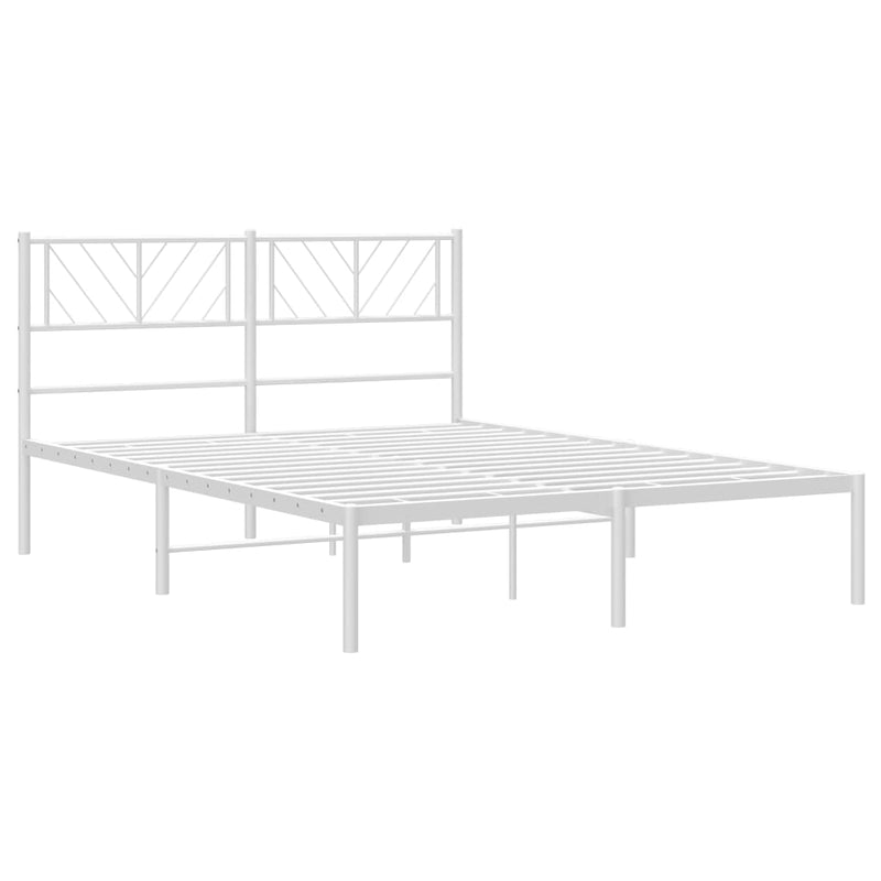 Metal Bed Frame with Headboard White 150x200 cm