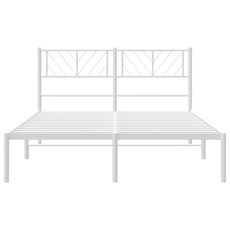 Metal Bed Frame with Headboard White 150x200 cm