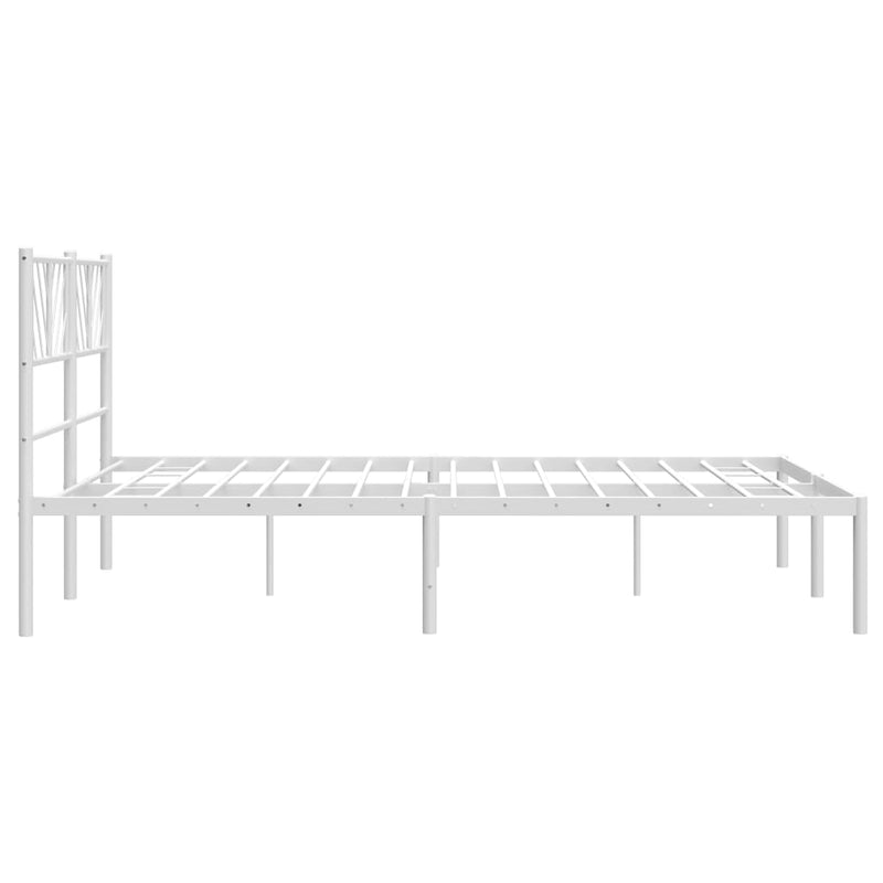 Metal Bed Frame with Headboard White 150x200 cm