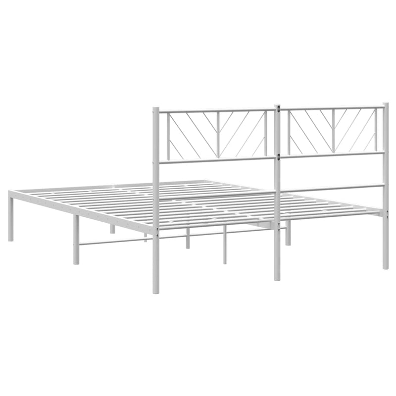 Metal Bed Frame with Headboard White 150x200 cm