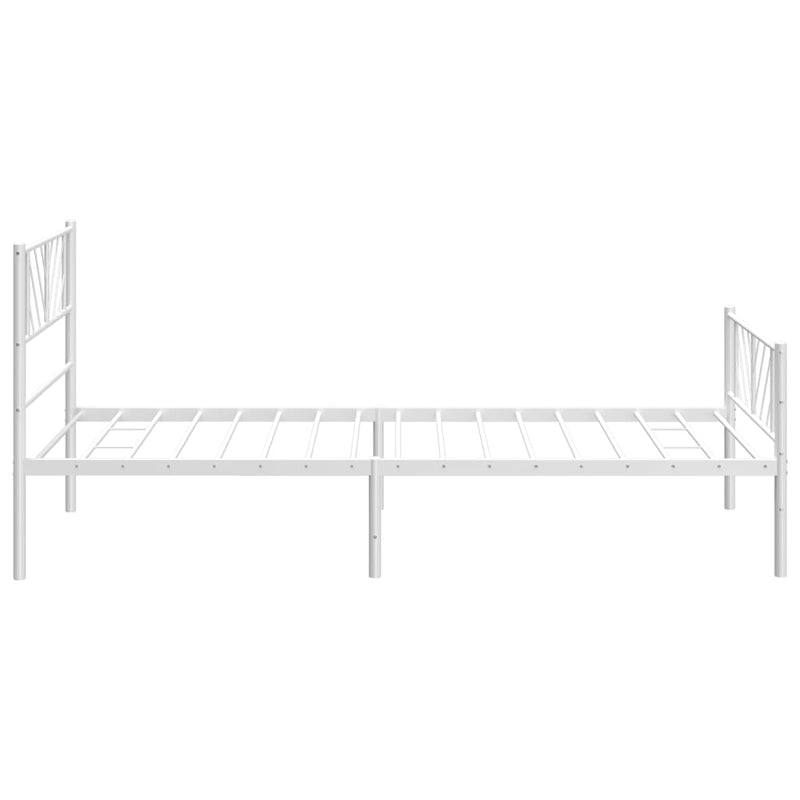 Metal Bed Frame with Headboard and Footboard White 107x203 cm