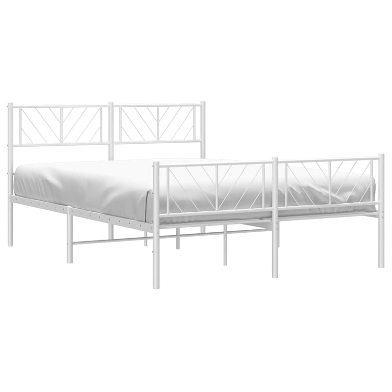 Metal Bed Frame with Headboard and Footboard White 150x200 cm