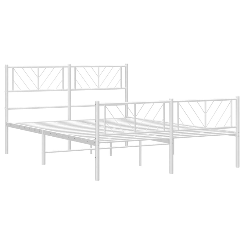 Metal Bed Frame with Headboard and Footboard White 150x200 cm