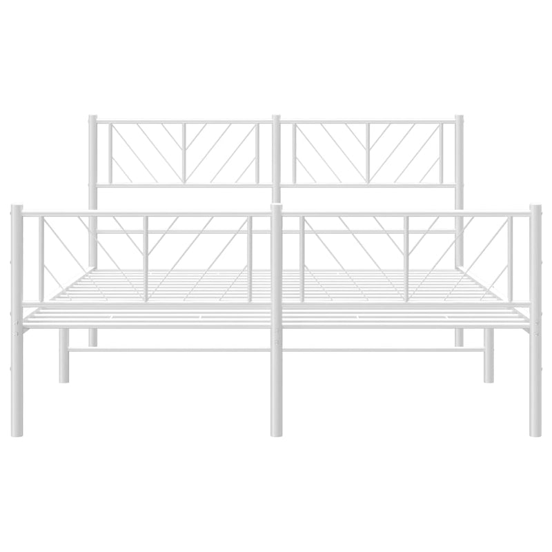 Metal Bed Frame with Headboard and Footboard White 150x200 cm