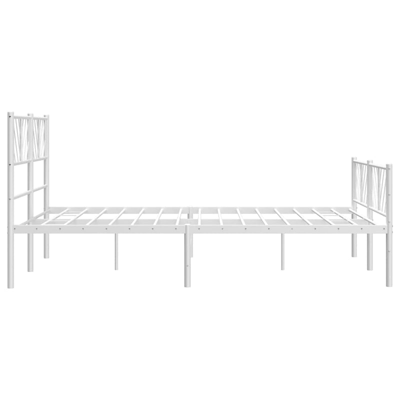 Metal Bed Frame with Headboard and Footboard White 150x200 cm