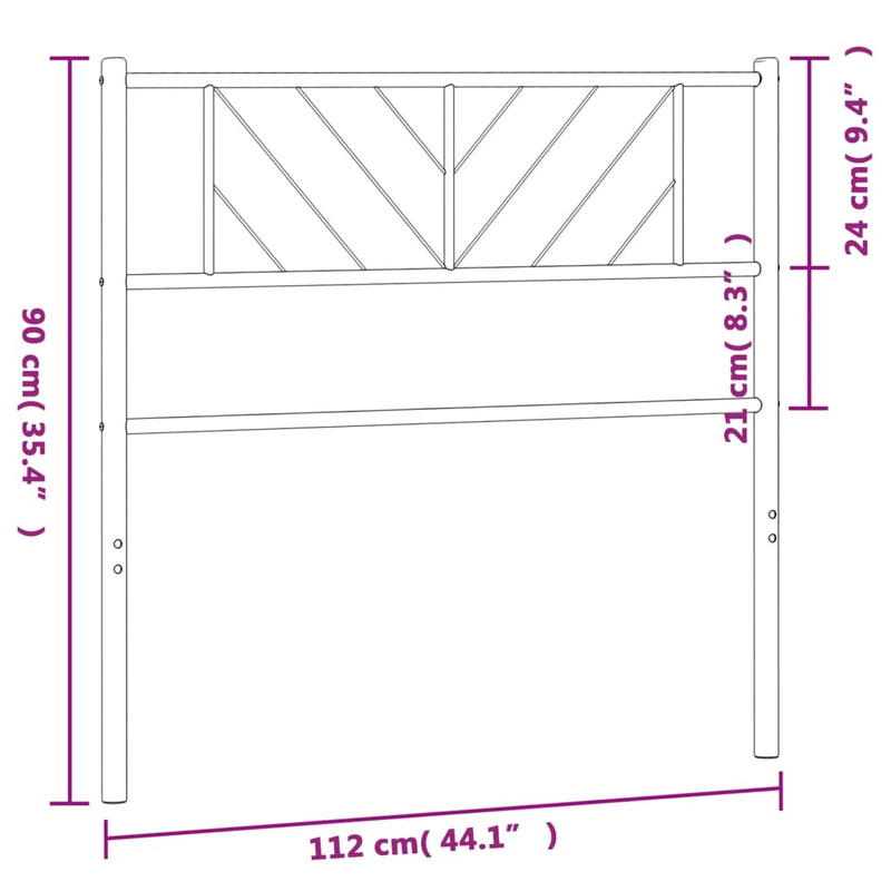 vidaXL Metal Headboard White 107 cm King Single