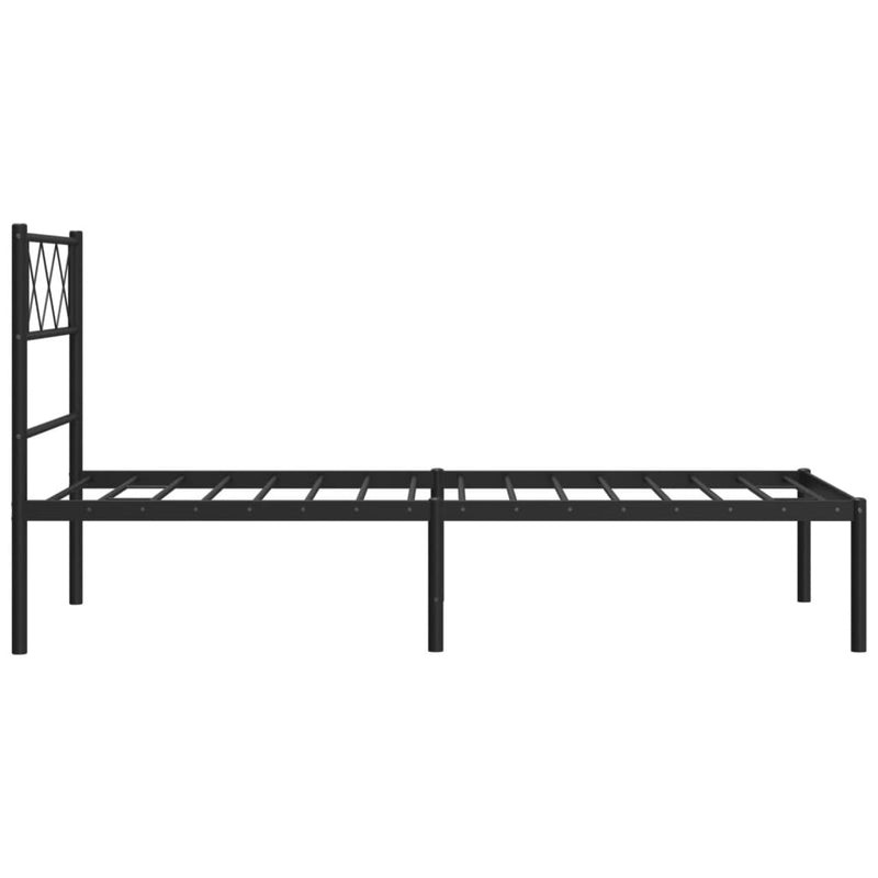 Metal Bed Frame with Headboard Black 107x203 cm