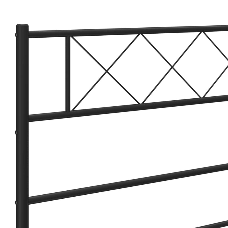 Metal Bed Frame with Headboard Black 107x203 cm