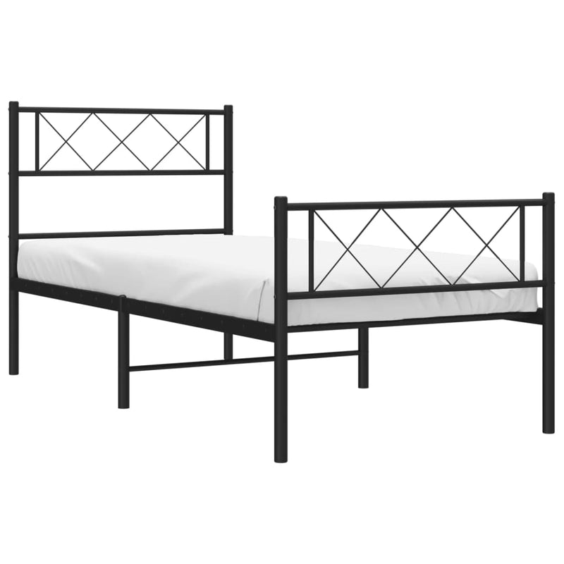 vidaXL Metal Bed Frame without Mattress with Footboard Black 107x203 cm King Single