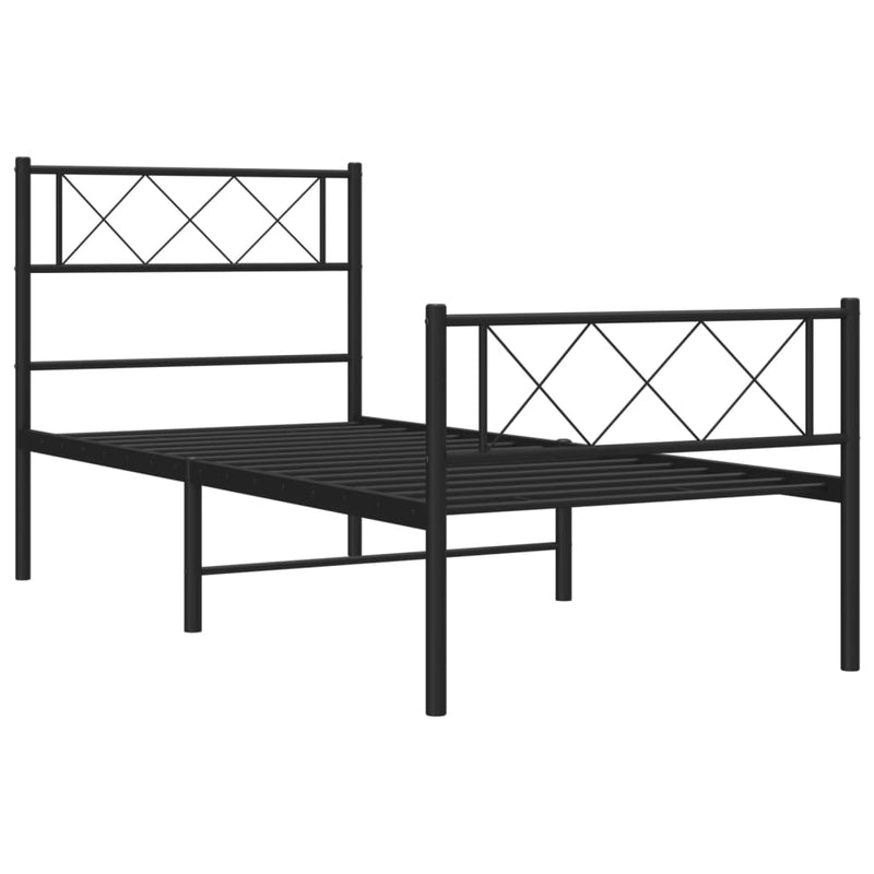 vidaXL Metal Bed Frame without Mattress with Footboard Black 107x203 cm King Single