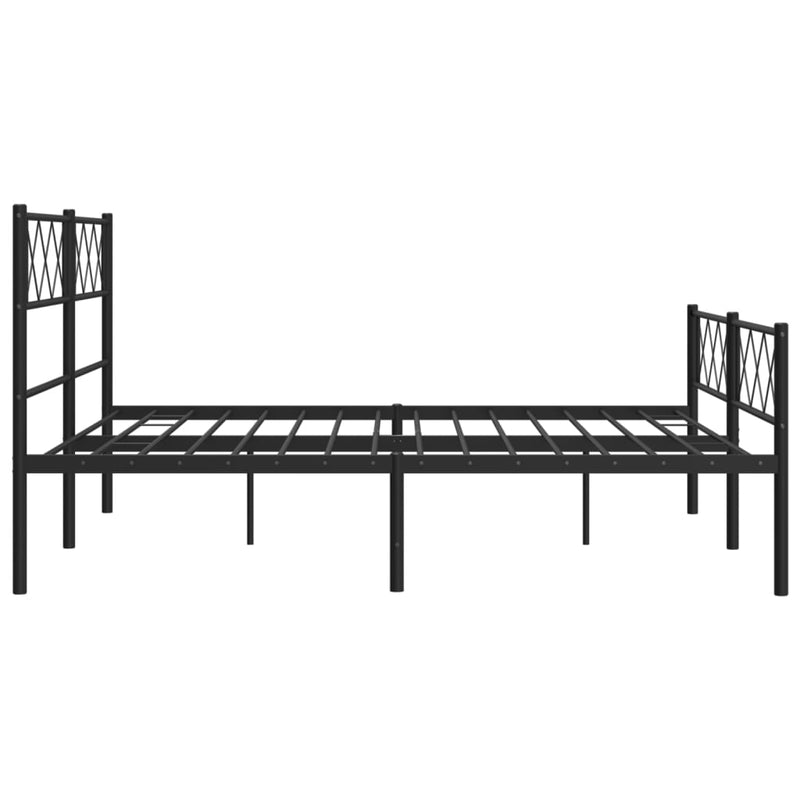 Metal Bed Frame with Headboard and Footboard Black 150x200 cm