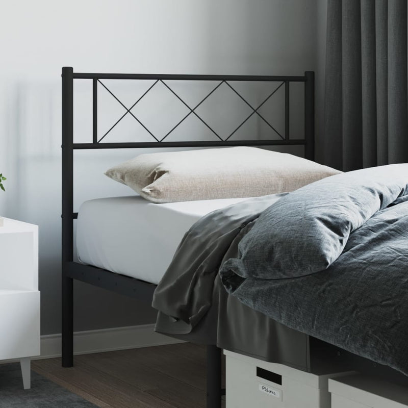 vidaXL Metal Headboard Black 107 cm King Single