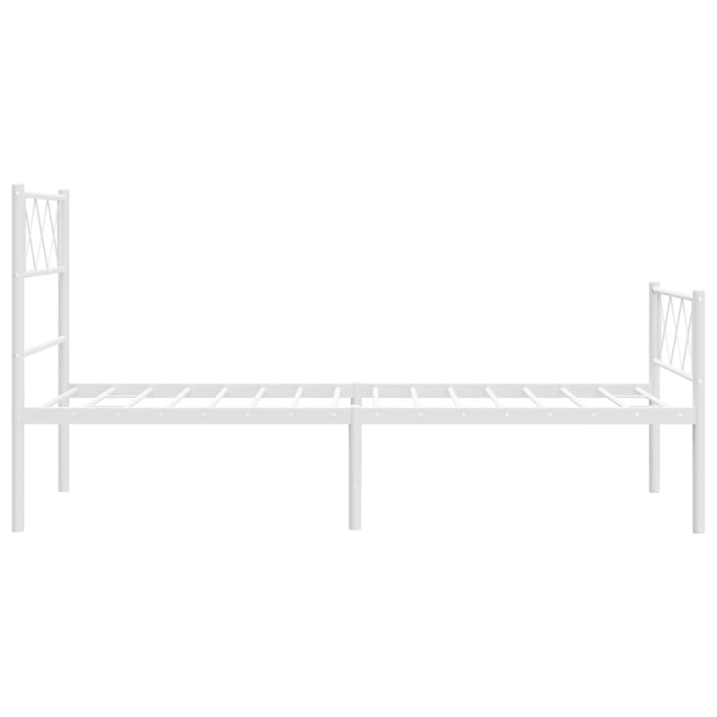 Metal Bed Frame with Headboard and Footboard White 107x203 cm