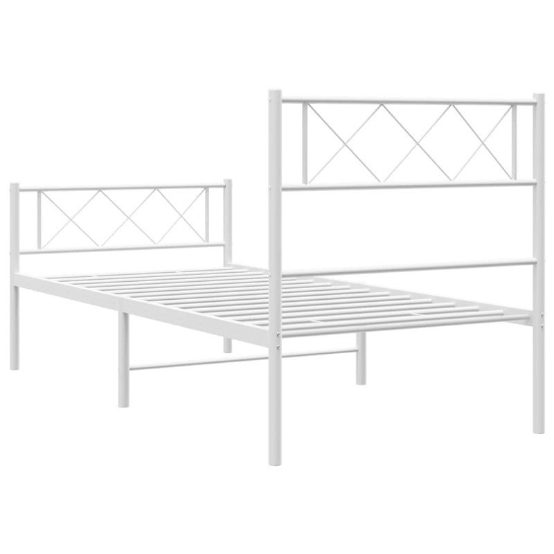 vidaXL Metal Bed Frame without Mattress with Footboard White 107x203 cm King Single