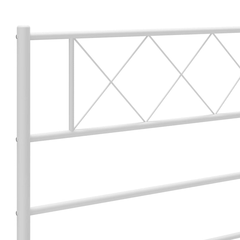 Metal Bed Frame with Headboard and Footboard White 107x203 cm