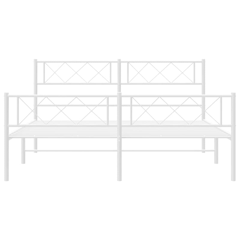 vidaXL Metal Bed Frame without Mattress with Footboard White 150x200 cm