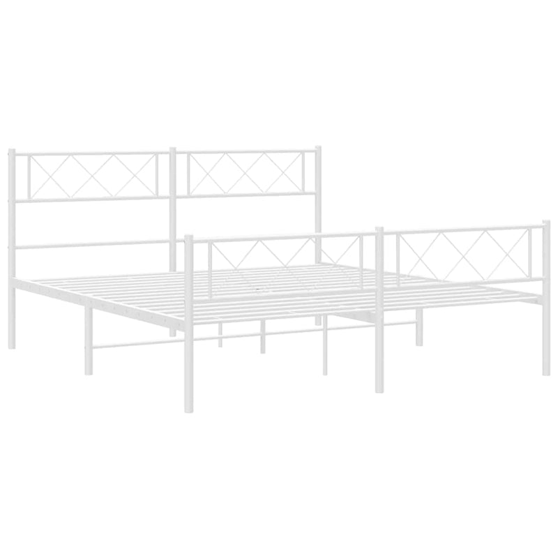 vidaXL Metal Bed Frame without Mattress with Footboard White 150x200 cm