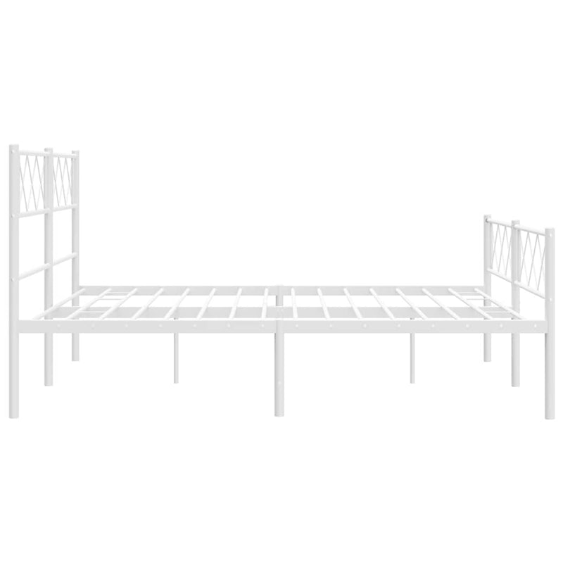 vidaXL Metal Bed Frame without Mattress with Footboard White 150x200 cm