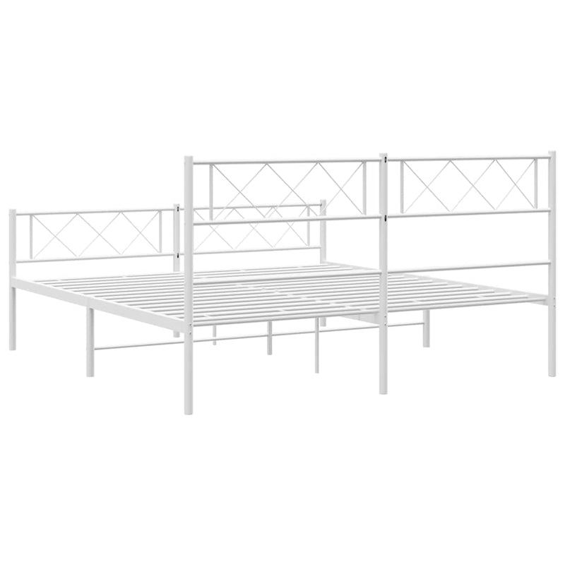 vidaXL Metal Bed Frame without Mattress with Footboard White 150x200 cm