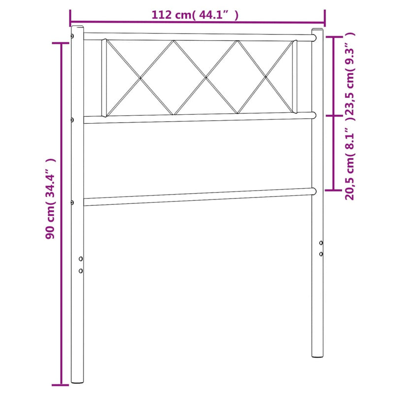 vidaXL Metal Headboard White 107 cm King Single