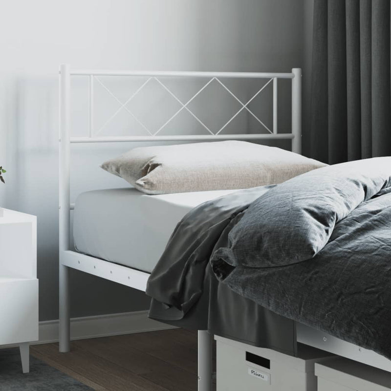 vidaXL Metal Headboard White 107 cm King Single