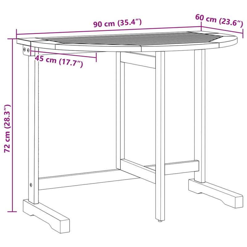 vidaXL 3 Piece Folding Garden Dining Set Solid Wood Acacia