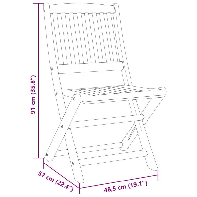 vidaXL 3 Piece Folding Garden Dining Set Solid Wood Acacia