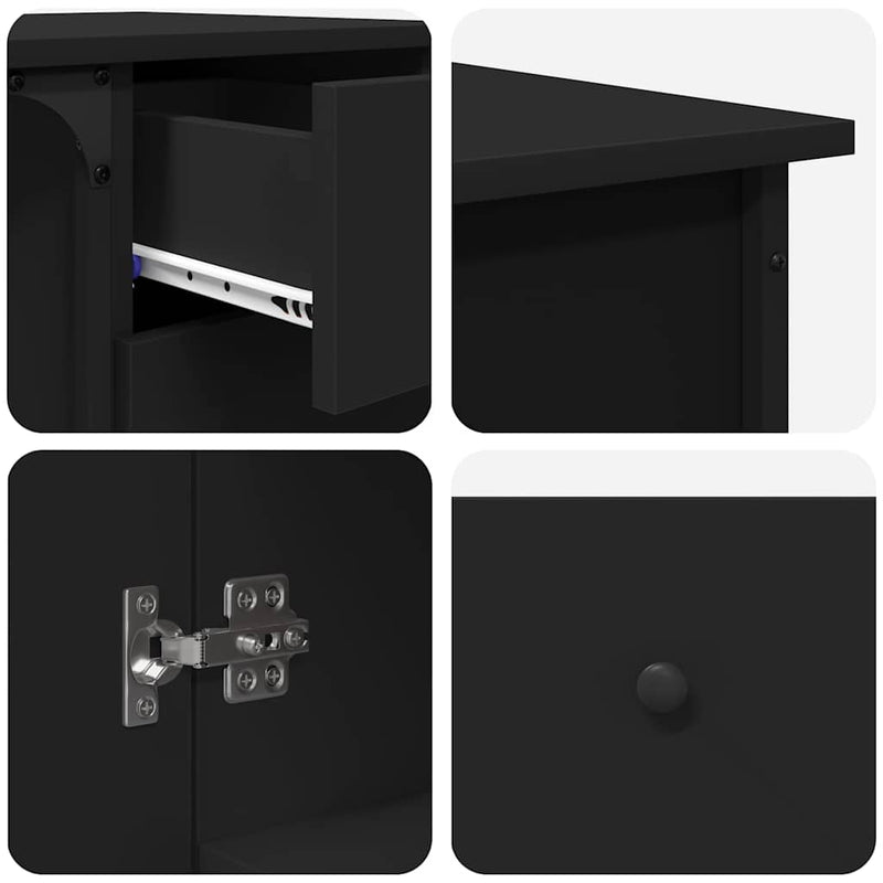 vidaXL Desk Black 141x141x75 cm Engineered Wood