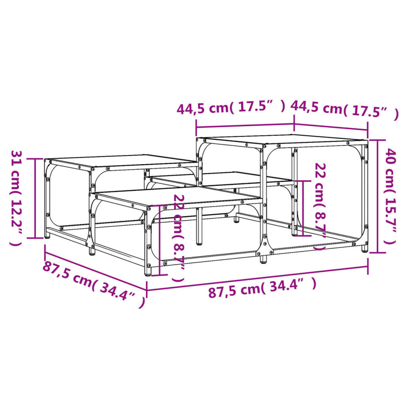 vidaXL Coffee Table Black 87.5x87.5x40 cm Engineered Wood
