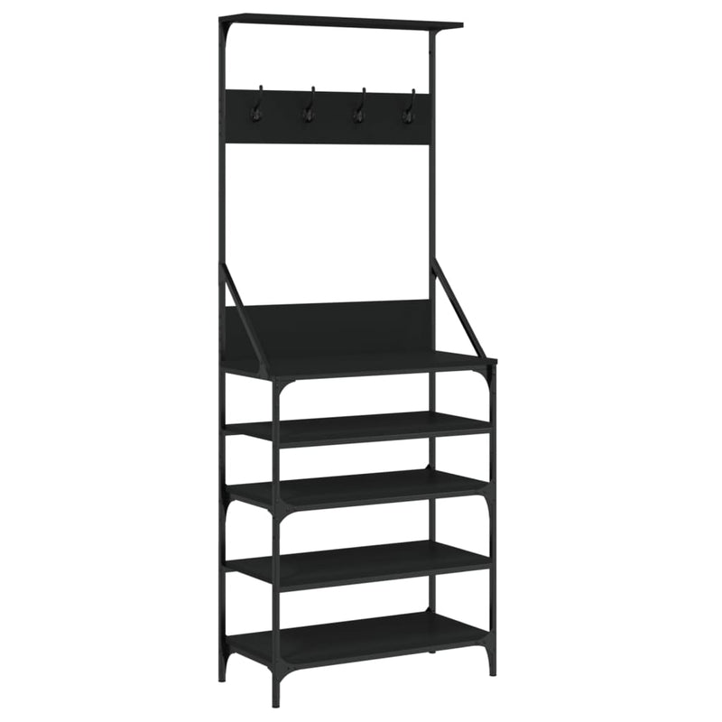 vidaXL Clothes Rack with Shoe Storage Black 70x34x184 cm