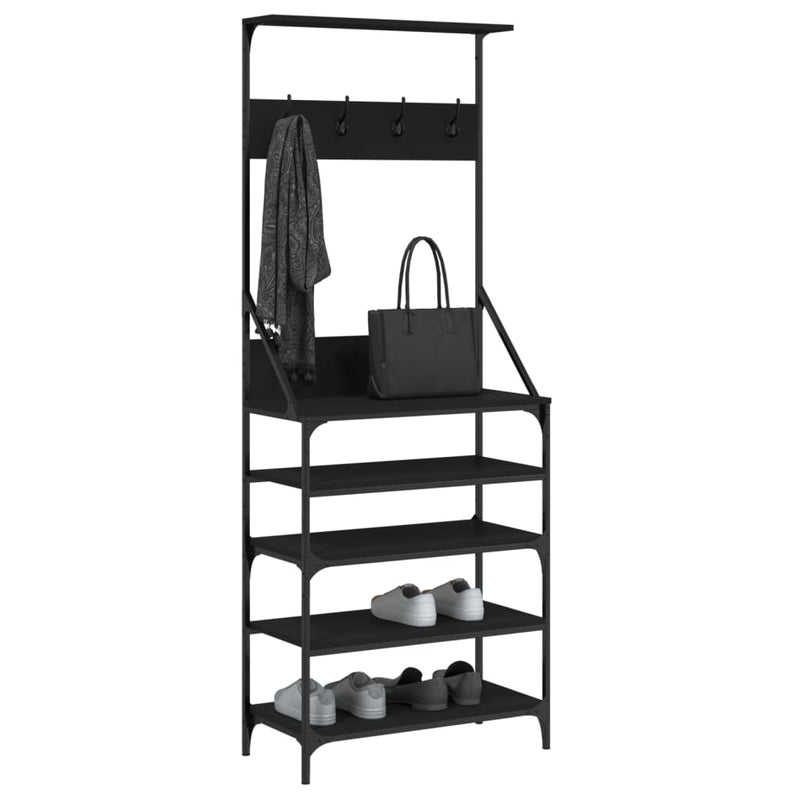 vidaXL Clothes Rack with Shoe Storage Black 70x34x184 cm