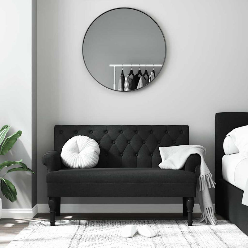 vidaXL Bench with Backrest Black 120x62x75.5 cm Fabric