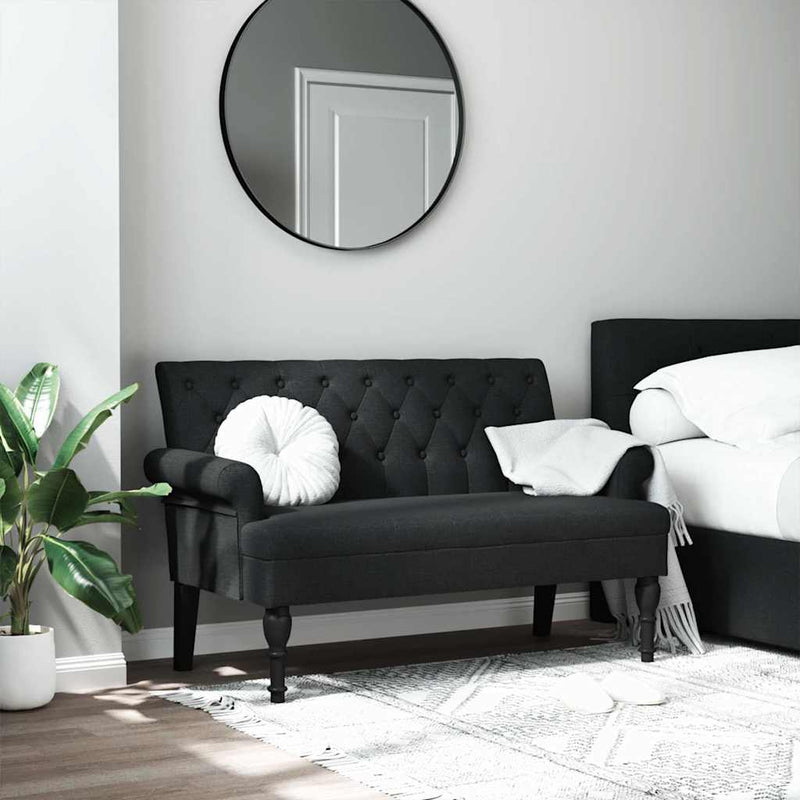 vidaXL Bench with Backrest Black 120x62x75.5 cm Fabric