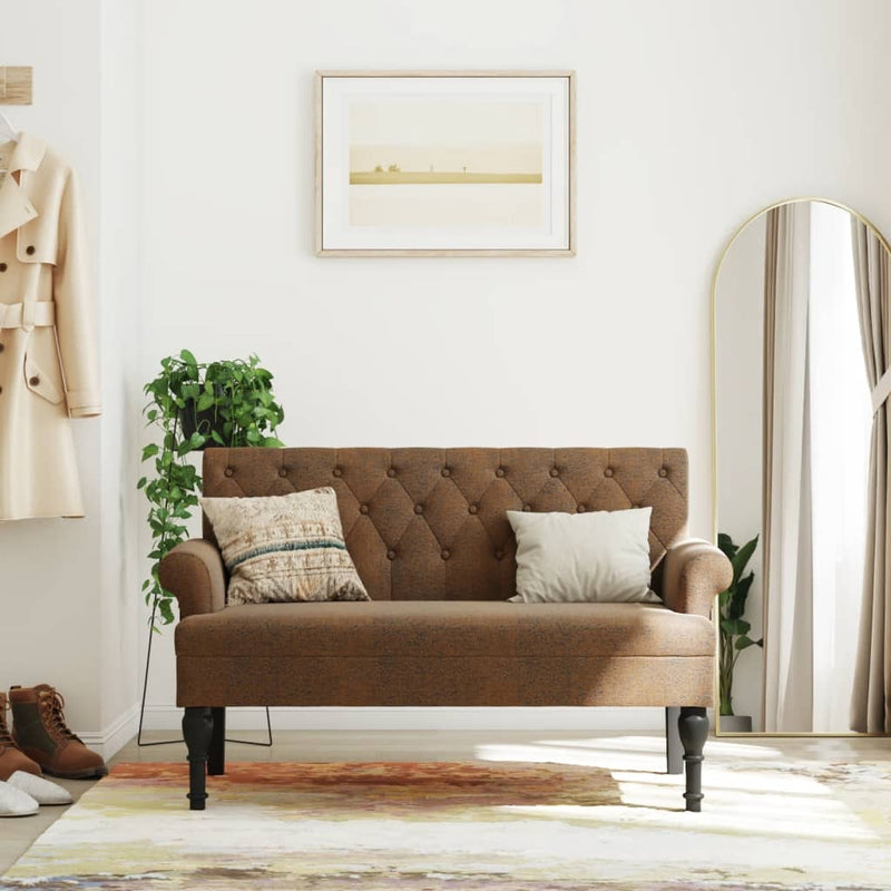 vidaXL Bench with Backrest Brown 120x62x75.5 cm Faux Suede Leather