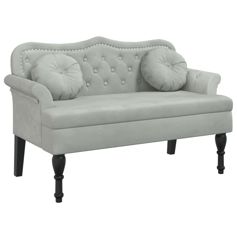 vidaXL Bench with Cushions Light Grey 120.5x65x75 cm Velvet