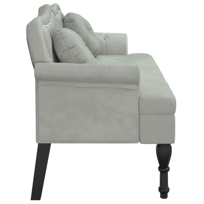 vidaXL Bench with Cushions Light Grey 120.5x65x75 cm Velvet