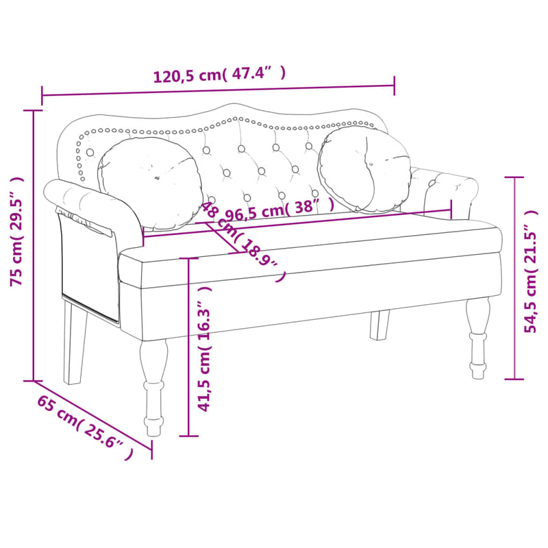 vidaXL Bench with Cushions Light Grey 120.5x65x75 cm Velvet