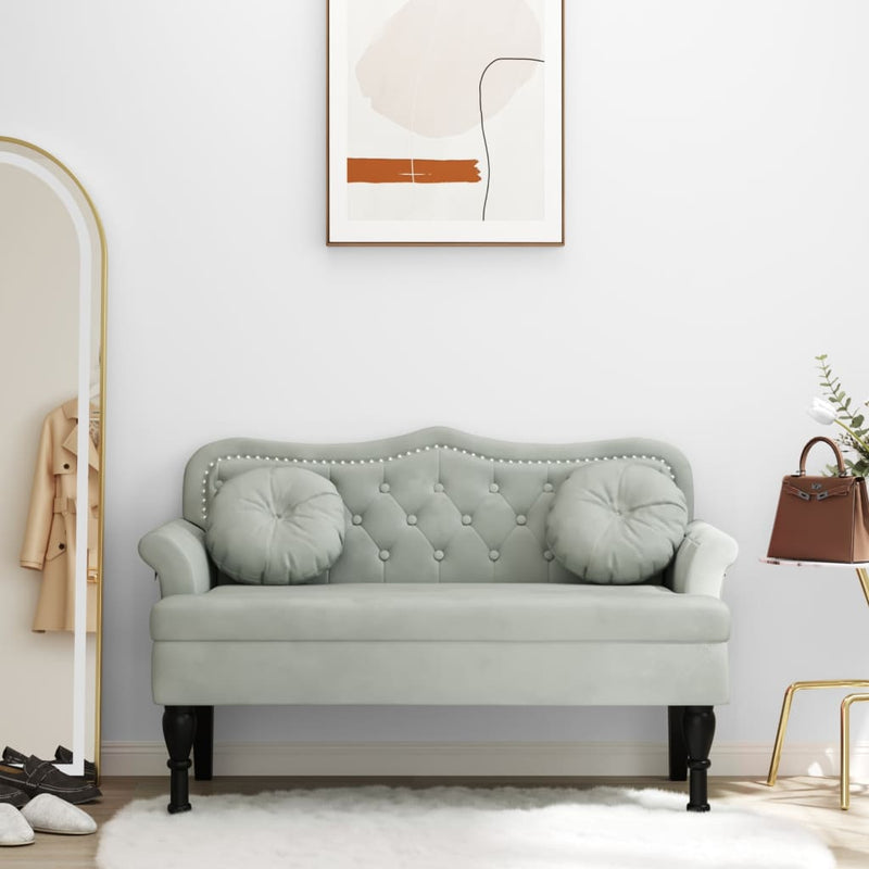 vidaXL Bench with Cushions Light Grey 120.5x65x75 cm Velvet