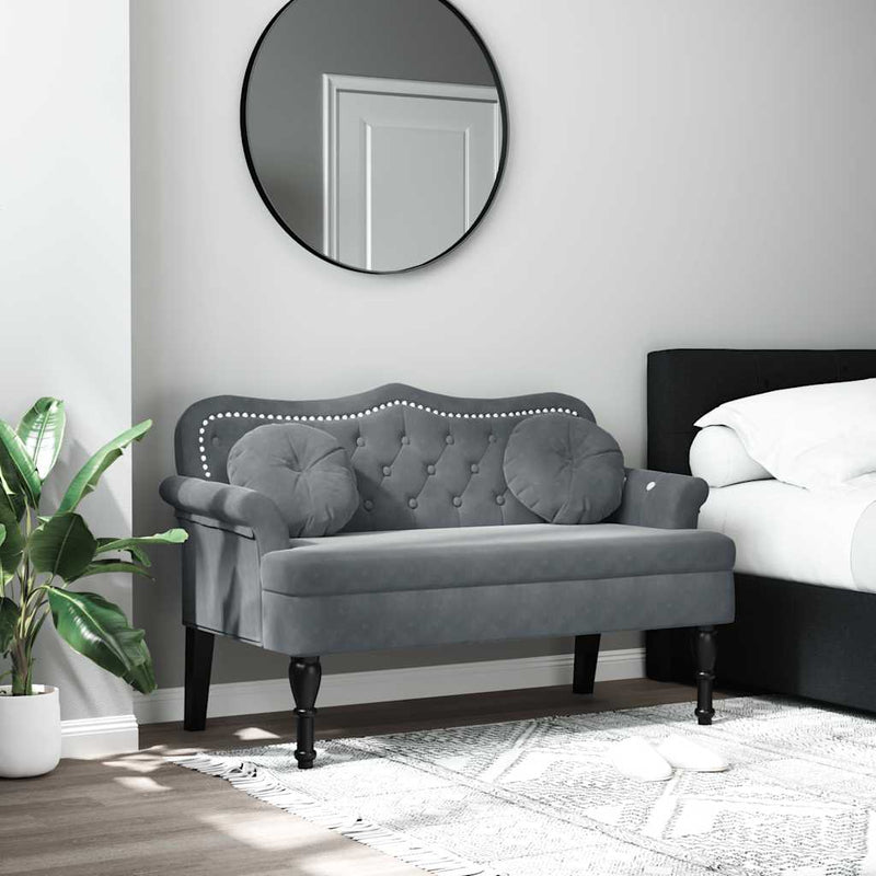 vidaXL Bench with Cushions Dark Grey 120.5x65x75 cm Velvet