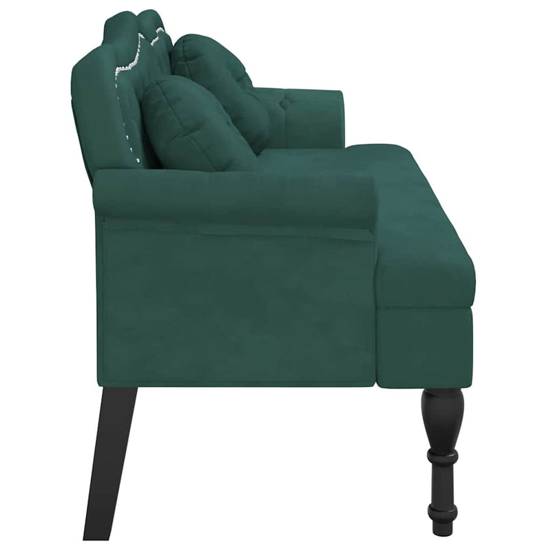 vidaXL Bench with Cushions Dark Green 120.5x65x75 cm Velvet