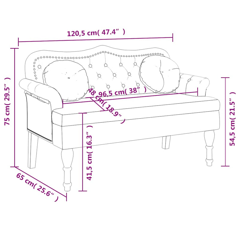 vidaXL Bench with Cushions Black 120.5x65x75 cm Velvet