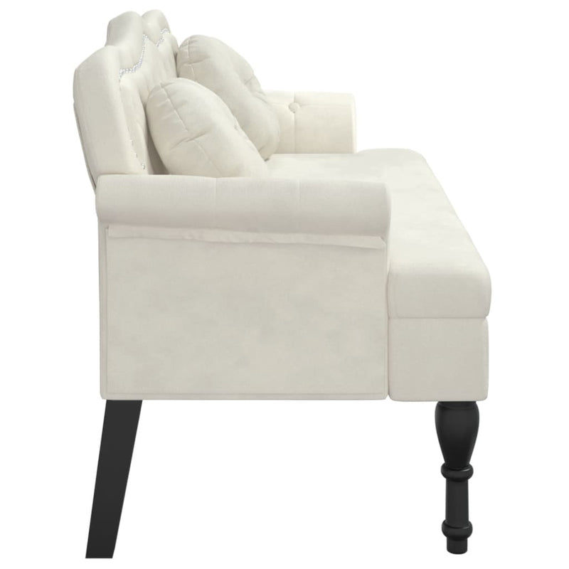 vidaXL Bench with Cushions Cream 120.5x65x75 cm Velvet