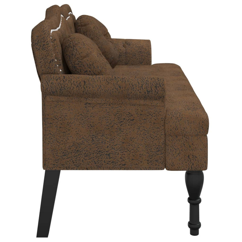 vidaXL Bench with Cushions Brown 120.5x65x75 cm Faux Suede Leather