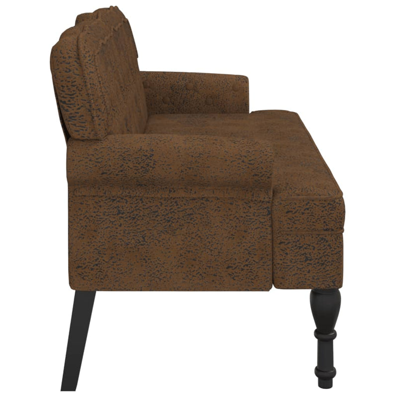 vidaXL Bench with Backrest Brown 119.5x64.5x75 cm Faux Suede Leather