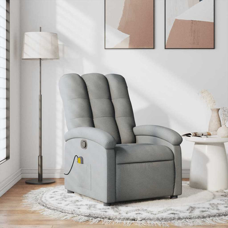 vidaXL Massage Recliner Chair Light Grey Fabric