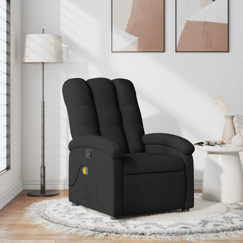 vidaXL Massage Recliner Chair Black Fabric