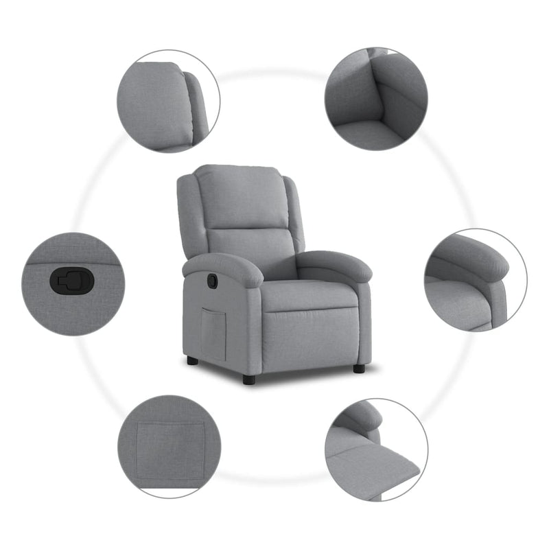 vidaXL Recliner Chair Light Grey Fabric
