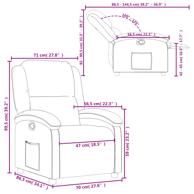 vidaXL Recliner Chair Light Grey Fabric
